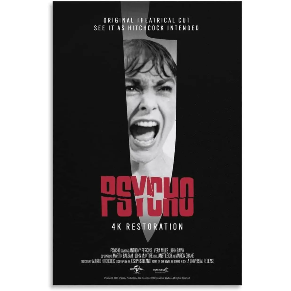 Psycho 1960 Movie Poster 16 Print Photo Art Painting Canvas Wall Artwork Ornaments Home Decorative Bedroom Modern Decor Posters Gifts Artistic Frame-Style 4K Restoration