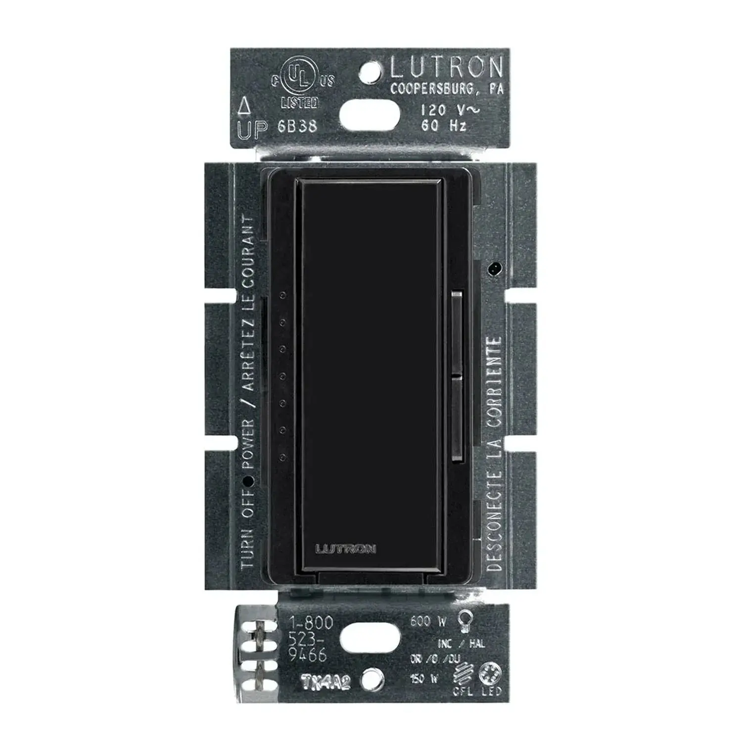 Lutron MACL-153M-BL - Maestro LED+ Dimmer Switch, 150W LED/CFL, Tap with Rocker, Single-Pole/Multi-Location, Black