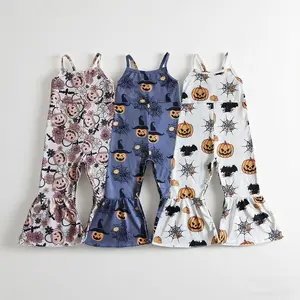 Toddler Halloween pumpkin Girls Overalls Jumpsuits