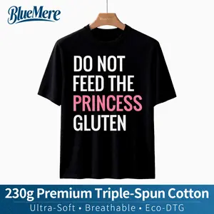 【BlueMere】230G Heavyweight 100% Pure Cotton Funny "Do Not Feed The Princess Gluten" Graphic Tee - 100% Cotton Gluten Free Lifestyle T-Shirt