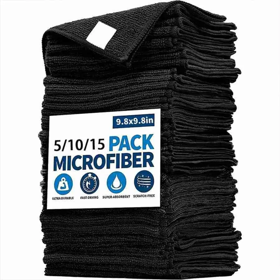 Black microfiber Cleaning Cloth 10/20 Pack, 8 x 8 inch Microfiber Towels for Cars, Ultra Absorbent Car Washing Cloth, Lint Free Streak Free Cleaning Rags for Car, Kitchen, and Window