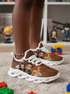 Demon Slayer Q Version Chara Cp Casual Shoes, Lightweight Comfortable Textile Sneakers, All Seasons Kids Training Shoes