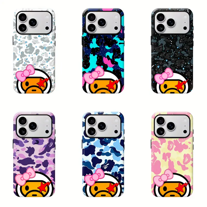 Bape Milo Galaxy Camouflage Cellphone Casing-Cover - Protective, Shockproof, Durable Y2K Space-Inspired Streetwear Smartphone Accessory for iPhone 2,13,14,15,16,17 Pro Max (Phone Accessories Included)