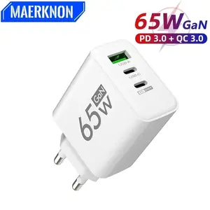 GaN Fast Charging 65W USB Type C Charger EU KR PD 3.0 Quick Charge Wall For Phone Adapter For iPhone 15 Xiaomi Huawei Samsung