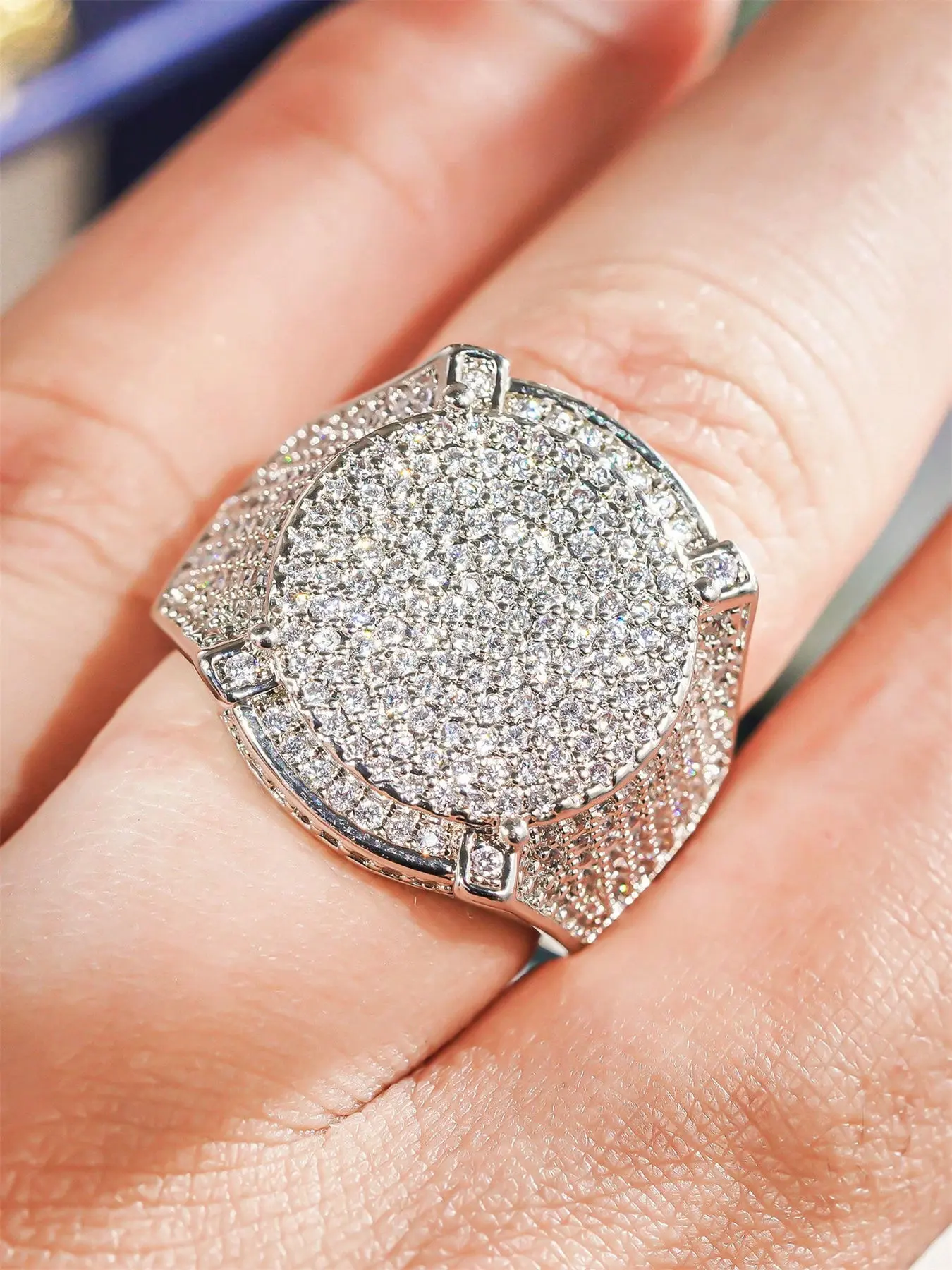 1 PC Luxury Cubic Zirconia Ring For Women Engagement Fashion Promise Ring For Wedding Anniversary Party Jewelry Valentine's Day Gift Artificial Gemstone Ring