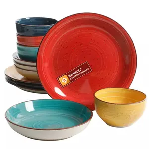 Gibson Home 12pc Stoneware Speckle Mix and Match Dinnerware Set: Off-White Dishware Set, Service for 4, Microwave & Dishwasher Safe