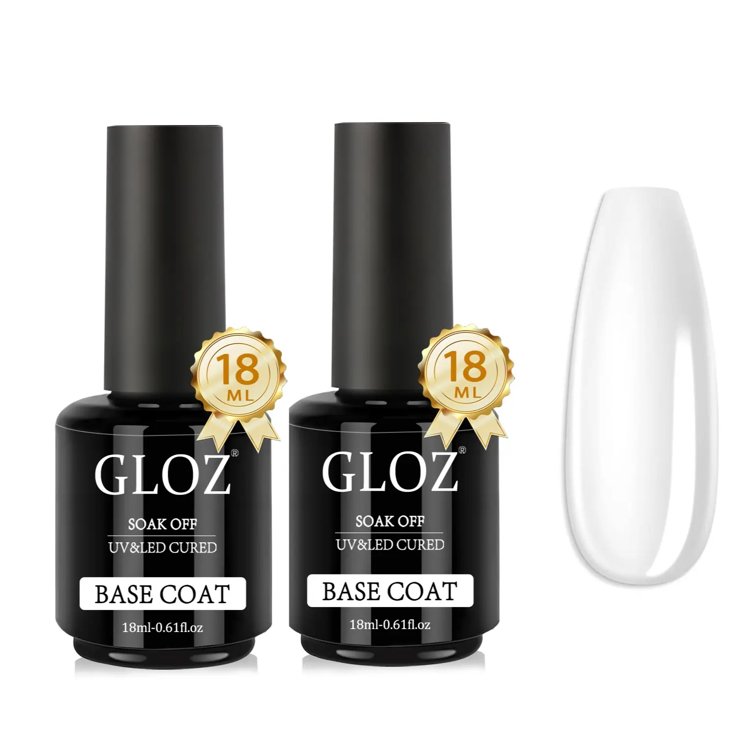 GLOZ Professional Strong Adhesion Builder Base Coat 18ML - Smooth Application, Long Wear, Anti-Chipping UV LED Gel Polish Foundation