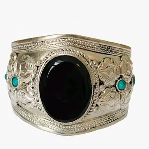 Black Onyx Adjuatable Cuff Bracelet for Men & Woman