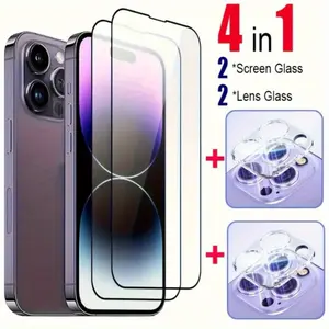 Enhanced iPhone Screen Protection: 4-Pack Full Coverage Tempered Glass with Black Edge