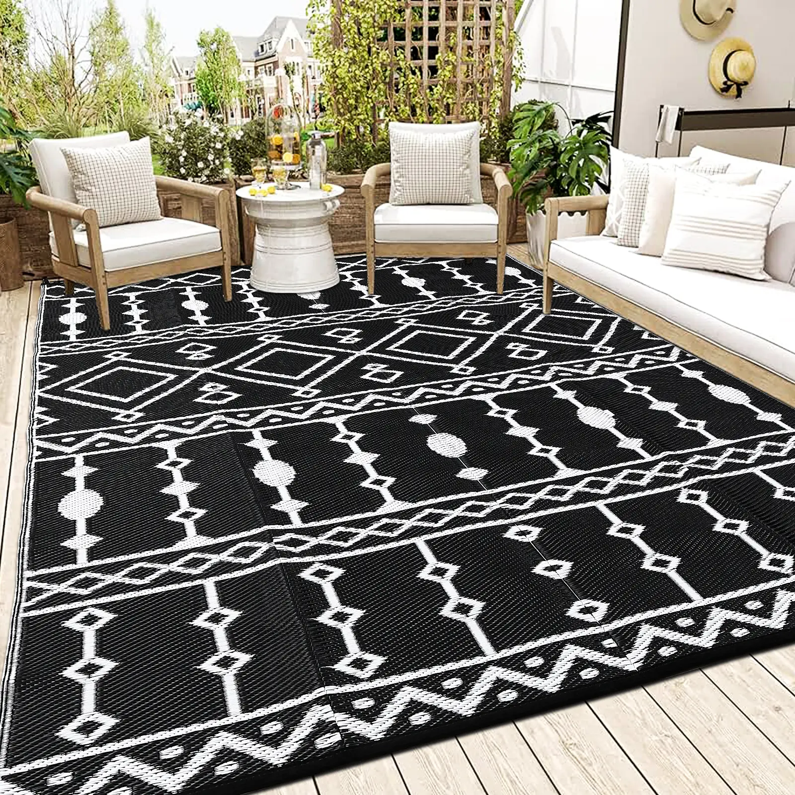 Outdoor Rug, Waterproof Mat, Reversible Plastic Camping Rugs, Large Floor Mat and Rug for Outdoors, Outside Carpet for Rv, Deck, Camper, Picnic