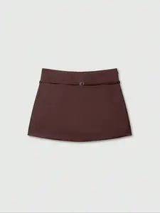 Women's Fashion Simple Minimalist Basic Solid Color Short Zipper Belted Skirt Pants, Safety Lined Slim Fit Half Skirt, Perfect for Casual Vacation Home Daily Date Travel Bottom, Womenswear