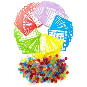 Bingo Game Set Includes 100 Bingo Cards & 100 Colorful Transparent Bingo Spinners, Perfect for, Party Board Game, Party Table Game, Bingo Games, Card Games, Classroom Activities, Family Gatherings