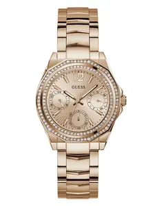 GUESS Female Rose Gold-Tone and Crystal Multifunction Watch