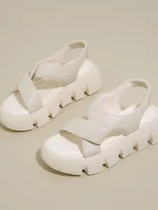Women's Fashionable Solid Color Platform Sandals, Casual Comfortable Flatform Sandals for Daily Wear, All-match Commuter Shoes for Work & Daily, Girl
