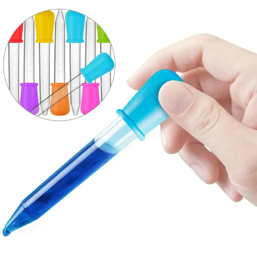 Random Color Silicone Pipette Dropper, 5 Counts Mini Liquid Pipettes Droppers with Clear Scale, DIY Crafts Mold Supplies, Precise Dropper Tools