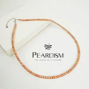 【Adee】PEARLISM Full String Necklace Freshwater Ak Pearl Round Shape Akoya Pearl Necklace | 3-4mm Round 17.7" (45cm) Adjustable Classic Luxury-AFAN010