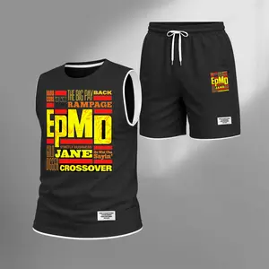 Men's Summer Basketball Set With "Smiling 8:24" Print — Featuring A Sleeveless Tank Top Paired With Shorts, This Lightweight, Casual, And Street-Style Athletic Suit Is Perfect For Both Daily Wear And Vacationing