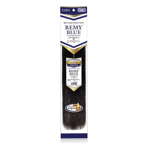 Kara Virgin Remy Human Hair Weave Hairextensions - Bouncy Texture, Blue New YKW, Cuticle Alignment, Smooth & Strong, Easy to Curl, Maintenance-Free (10"-18"), Stronger