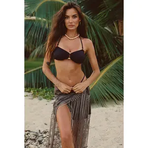 12th Tribe Sombra Black Embellished Bikini Top - Stylish Design, Female Tankinis, Swimsuit for Beach, Bikini Swimsuits for Everyday Wear