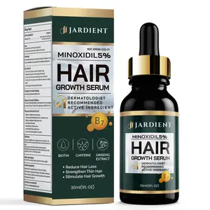 Minoxidil Serum 5% for Men and Women - Hair Growth Oil with Monoxide, Biotin, Beard Growth Kit - 1 Fl Oz - Prevents Hair Loss & Regrowth Treatment