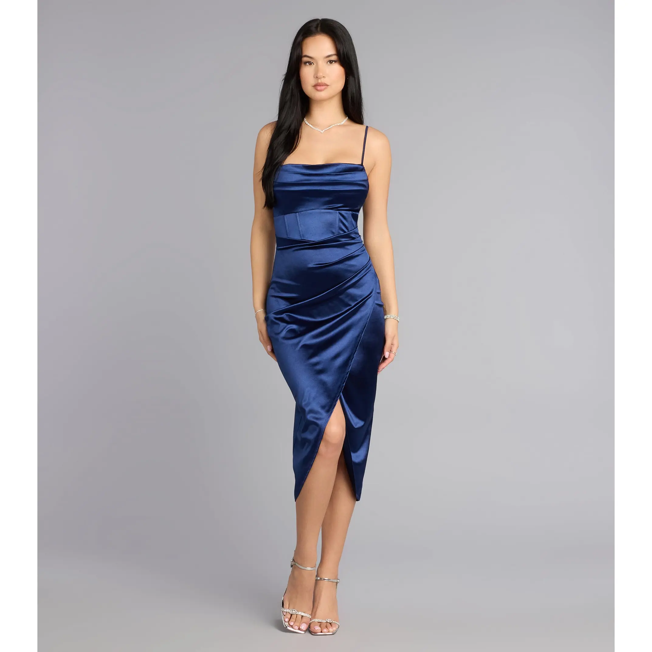 Margaret Formal Satin Wrap Midi Dress - TikTok Shop Margaret Formal Satin Wrap Midi Dress - TikTok Shop