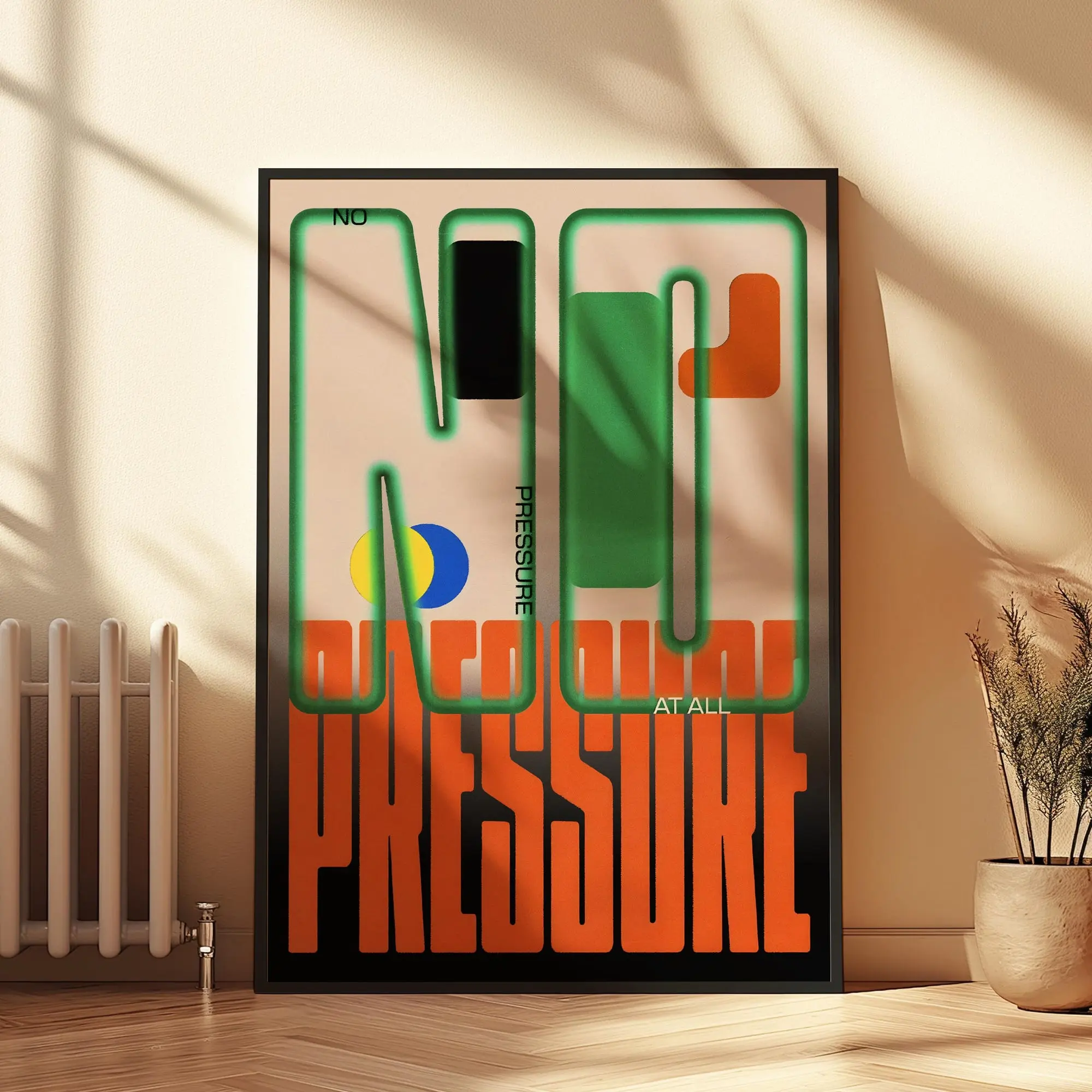 No Pressure - Bold Typography Art Poster, Contemporary Modern Wall Art with Shapes and Bold Fonts, Unique Digital Print for Minimalist Decor