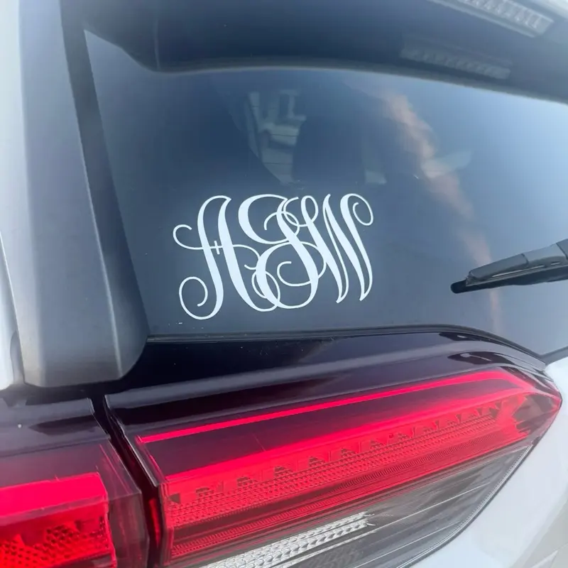 Customizable Windshield Corner Initial Vinyl Decal - Car Exterior Decor Sticker for Cars, Trucks