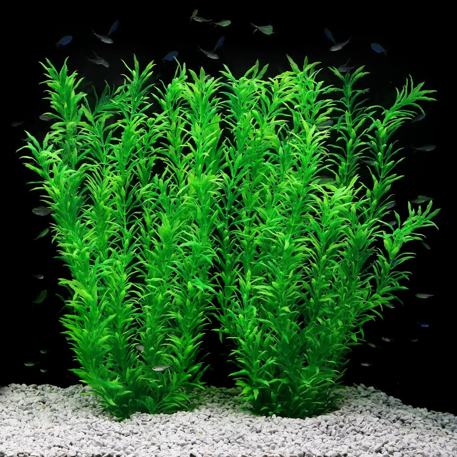 Aquarium Decor Plastic   21 Inches Artificial Fish   Tall Fish  Decorations (Green 2 count)
