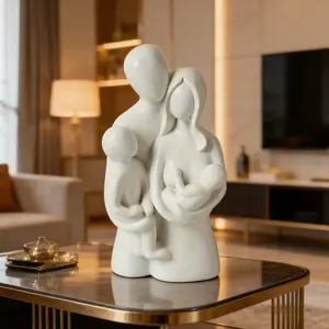 Family Four Resin Material Statue Figurine, Abstract Design Human Sculpture Craft, Creative Artistic Home Decor, Perfect Mother's Day Gift, Bedroom Decoration