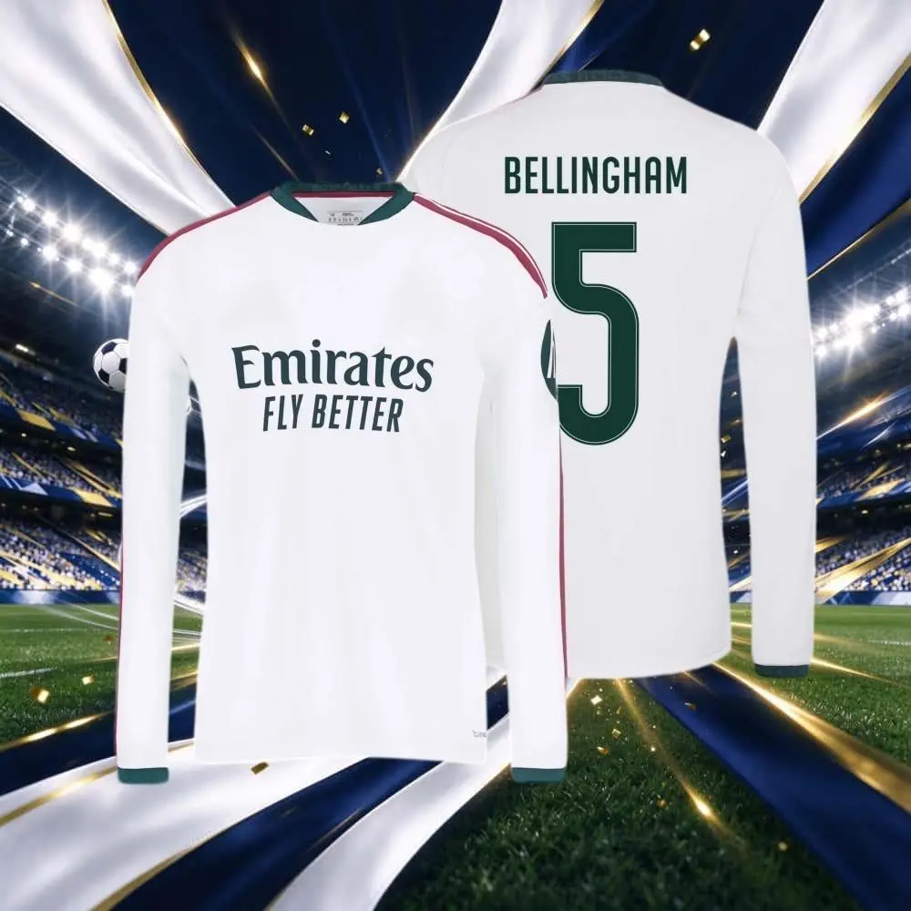 25 26 Real Madrid Home 5# BELLINGHAM Long Sleeve Soccer Jersey Fans Version White