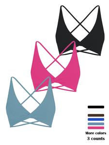 women's solid color sports bra, breathable comfortable wireless sports bra, ladies sportswear for indoor outdoor wear