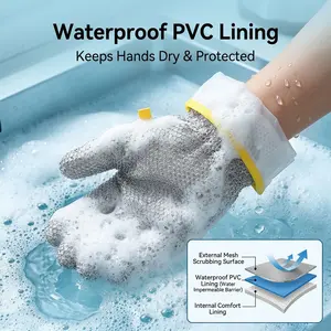 Multifunctional Wire Dishwashing Gloves,Steel Wire Insulated Waterproof and Guards Kitchen Cleaning Gloves for Scrubs & Cleans Dishes,Sinks,Counters,Stove Tops,Easy Rinsing