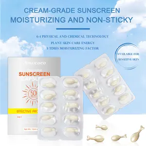 Cream-Grade Sunscreen Capsules SPF50+ Dual Protection Non-Greasy Moisturizing 6-in-1 Physical & Chemical Technology Plant Energy for Sensitive Skin