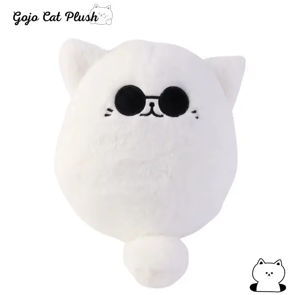 30cm Durable Fluffy Kawaii Gojo Cat Plush Pillow - Hot Anime White Sunglasses BJD Stuffed Toy, Moveable Cute Stuffies, Poseable Figures, Soft Huggable Furry Collectible, Kids' Gift, Kawaii Aesthetic Home Decor