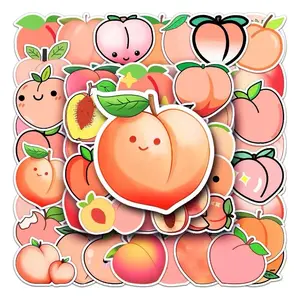 50 Pack of Peaches Fruit Stickers. Waterproof. No Duplicates