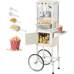 VEVOR Popcorn Machine, 8oz Stainless Steel Kettle, 800W Commercial Countertop Popcorn Maker, 48 Cups per Batch Theater Style Popper, with 2 - Button Control Glass Wall PC Door 1 Scoop 3 Spoons, RedVEVOR Super Brand Day