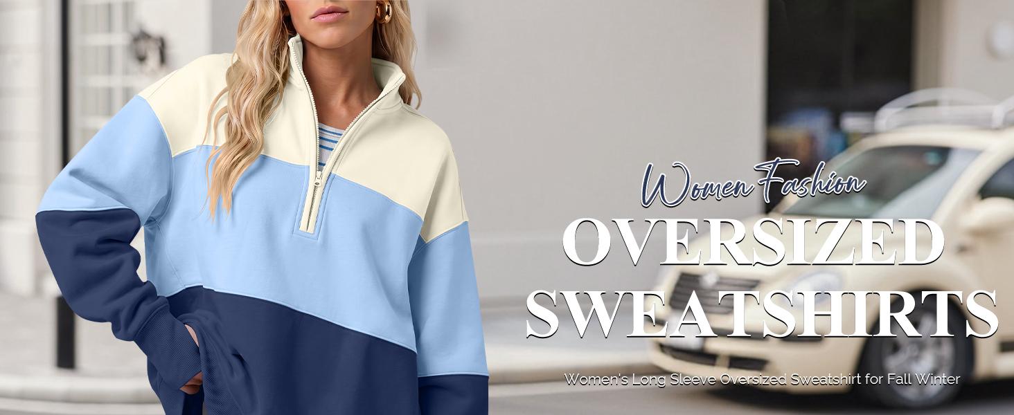 ANRABESS Women's Quarter Zip Pullover Oversized Sweatshirts | Solid Thumbhole Hoodie, Cozy Fleece, Side Pockets, Relaxed Drop Shoulder, Casual Daily Outfit, Fall Fashion ANRABESS Women's Quarter Zip Pullover Oversized Sweatshirts | Solid Thumbhole Hoodie, Cozy Fleece, Side Pockets, Relaxed Drop Shoulder, Casual Daily Outfit, Fall Fashion