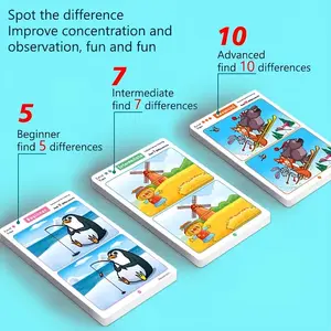 Find the Difference Fun Focus Training Game Cards, Educational Learning Growth Erasable Picture Cards, Visual Stimulation Cards, Flashcards, New Year Christmas Halloween Easter Gift