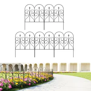 Arifaro Garden Fence 32" H x 10ft (5 Panels), No Digging Heavy Duty Metal Fence Panels, Rustproof Outdoor Dog Fence Animal Barrier, Decorative Fencing for Flower Bed, Yard, Landscape Edging