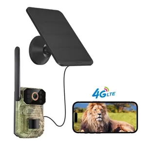 4G LTE Cellular Trail Camera with Solar Panel, 1080p Hunting & Outdoor Security, Long-Range Motion Detection，Night Vision，2-Way Audio, IP65, Built-in SIM & Unlimited Plan, No WiFi Needed