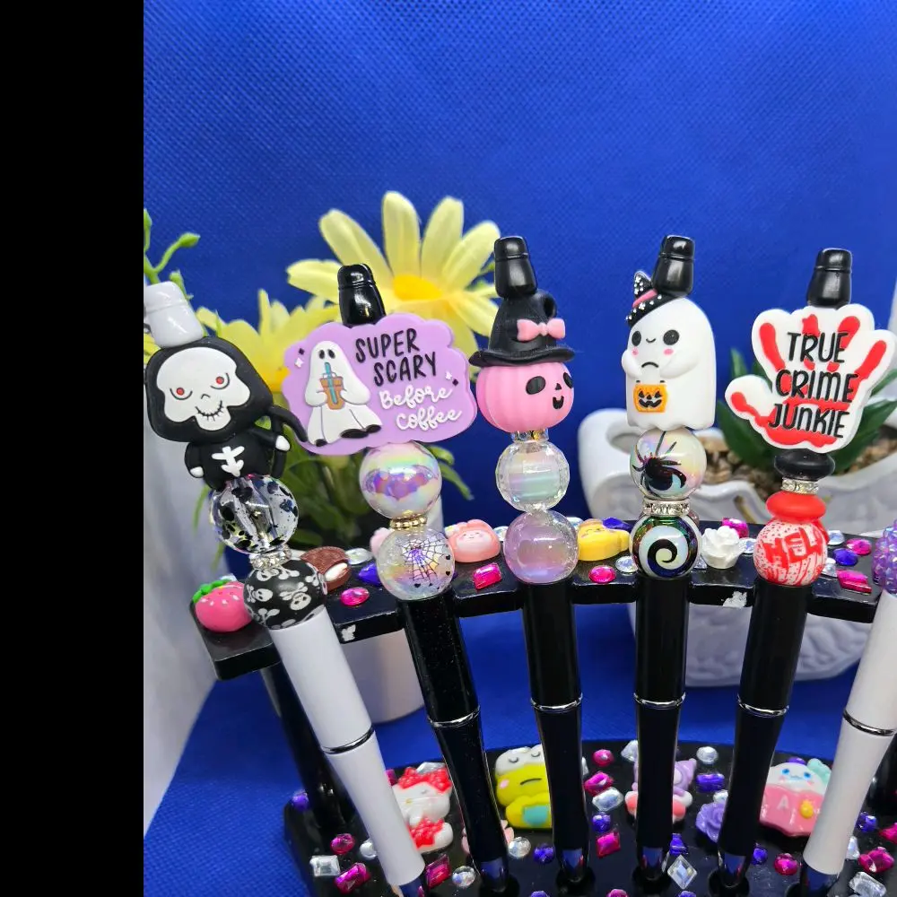 Halloween Beaded Multicolor Smooth Writing Pens, Office Stationery Supplies, Writing Stationery for Office Use, $5 Each