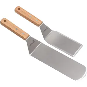Metal spatula set griddle long spatula teppanyaki spatulas griddle scraper and pancake flipper or hamburger turner stainless steel utensil great for bbq grill flat top commercial grade