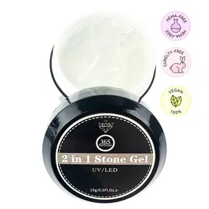 365 Nail System : 15ml / 0.5 oz 2in1 Stone Glue Gel No Wipe - Rhinestone Glue Gel - Clear Nail Gem Glue Gel Wipe-Off Super Strong Adhesive Nail Art Glue Gel for Nail Decorations 3D Stones Charms