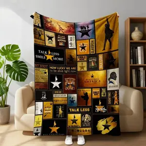 Hamilton Quotes Collage Flannel Blanket, Cozy Soft Throw for Sofa Bed Travel Office, All Season Warm Blanket, Broadway Musical Gift Cartoon Blanket Halloween and Christmas Gifts It is an excellent gift for children, family and friends
