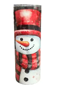 Red Plaid Snowman - 20oz oz 20 oz. 20oz. - Skinny Straight Sublimation Tumbler - Amy's Tumbler Junkies - Your Favorite Tumbler Shop!
