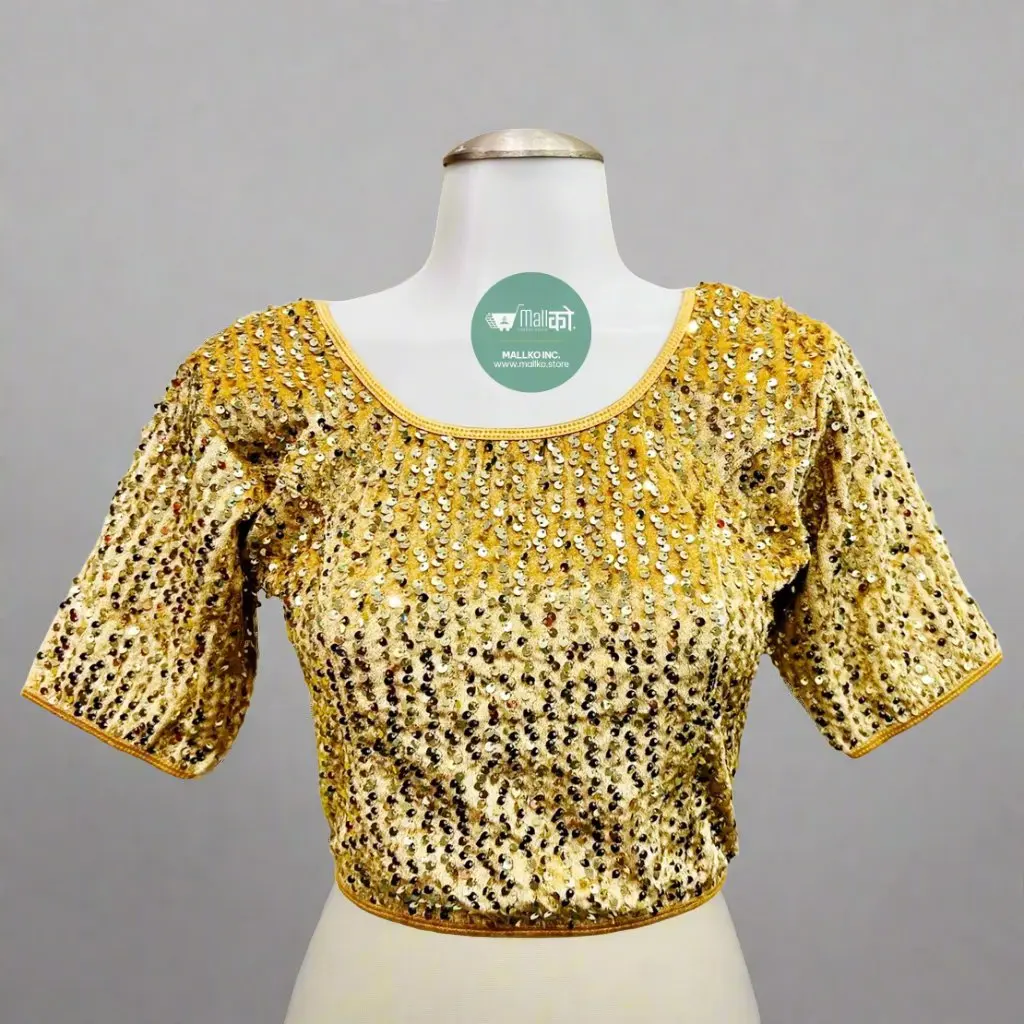 Women's Sparkling Gold Sari Blouse