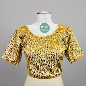 Women's Sparkling Gold Sari Blouse