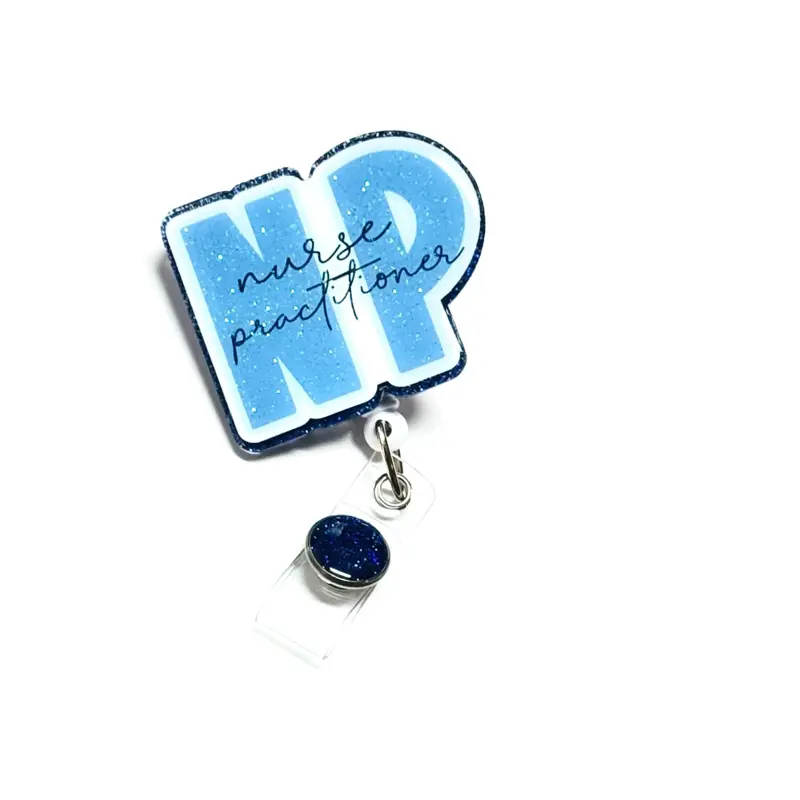 Nurse Practitioner Badge Reel, 2”, Retractable Swivel Alligator Clip