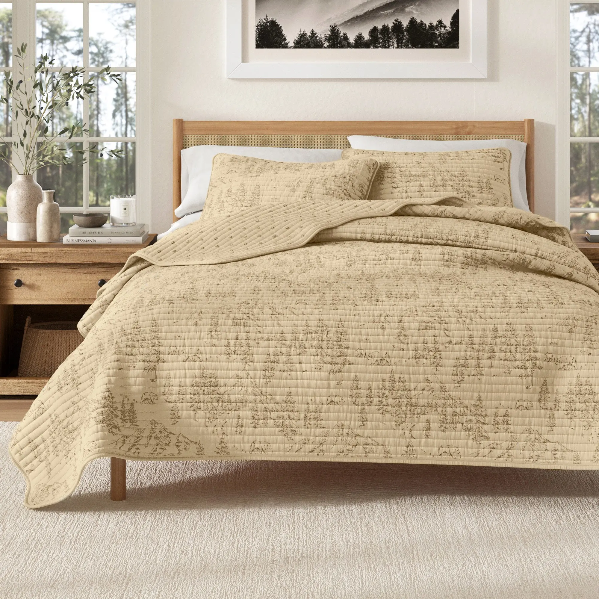 3 Piece Lodge Printed Quilt - Moonlight Ridge