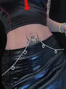 1pc/Cross Heart Shaped Crystal Belly Button Ring, Stylish Body Chain for Women, Sexy Accessory for Pierced Navel